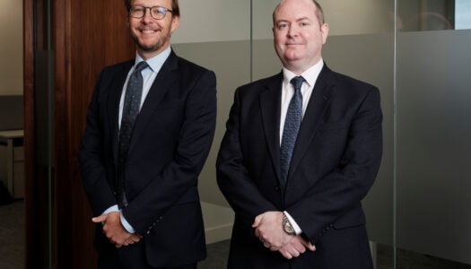 L-R: Nick Evans is pictured with David Allen at Maples Group offices in St.Helier, Jersey.