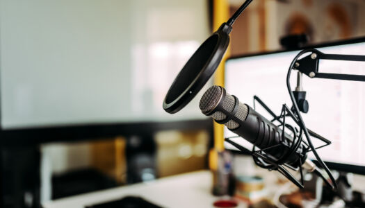 Close-up of Microphone In Podcast Studio